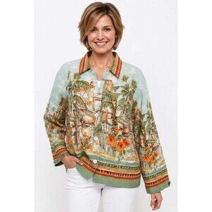 Coldwater Creek XL Caribbean Village Linen Cotton Lightweight Jacket